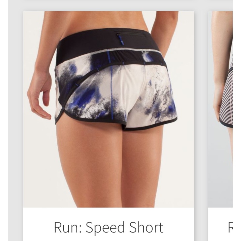 Lululemon Run Speed Shorts - sz 8 Milky Way Black and Blue print gym workout